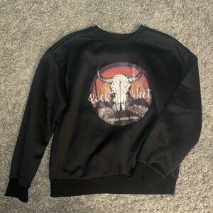 SHEIN Black Rock Out Crewneck Sweater